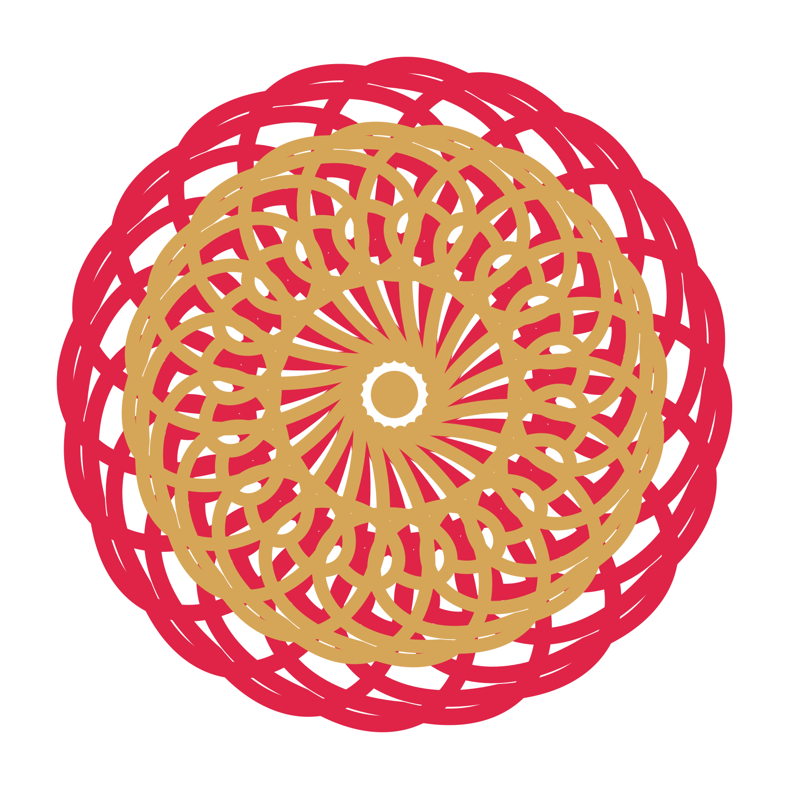 A layered spiral rosette with 20-fold radial symmetry and 2 alternating rings of petals.
