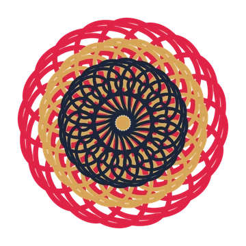 A layered spiral rosette with 20-fold radial symmetry and 3 alternating rings of petals.