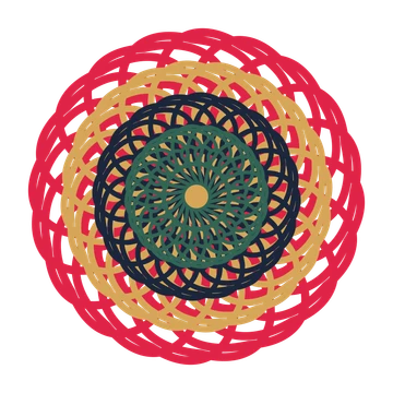 A layered spiral rosette with 20-fold radial symmetry and 4 alternating rings of petals.