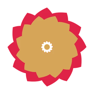 A layered teardrop rosette with 12-fold radial symmetry and 2 alternating rings of petals.