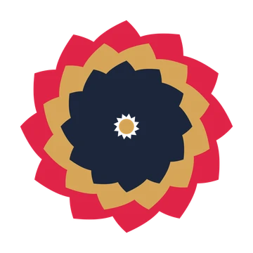 A layered teardrop rosette with 12-fold radial symmetry and 3 alternating rings of petals.