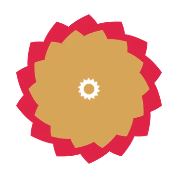 A layered teardrop rosette with 14-fold radial symmetry and 2 alternating rings of petals.