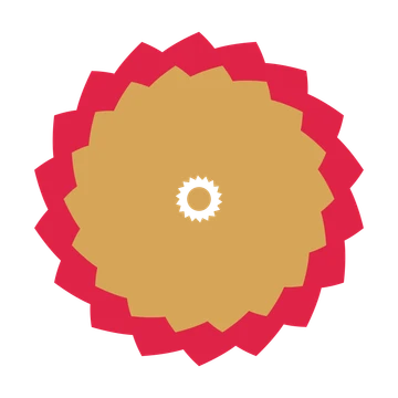 A layered teardrop rosette with 18-fold radial symmetry and 2 alternating rings of petals.