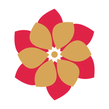 A layered teardrop rosette with 6-fold radial symmetry and 2 alternating rings of petals.