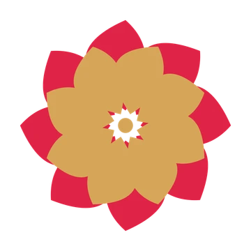 A layered teardrop rosette with 8-fold radial symmetry and 2 alternating rings of petals.