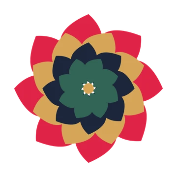 A layered teardrop rosette with 8-fold radial symmetry and 4 alternating rings of petals.