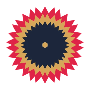 A layered tulip rosette with 10-fold radial symmetry and 3 alternating rings of petals.