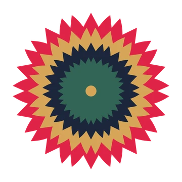 A layered tulip rosette with 10-fold radial symmetry and 4 alternating rings of petals.