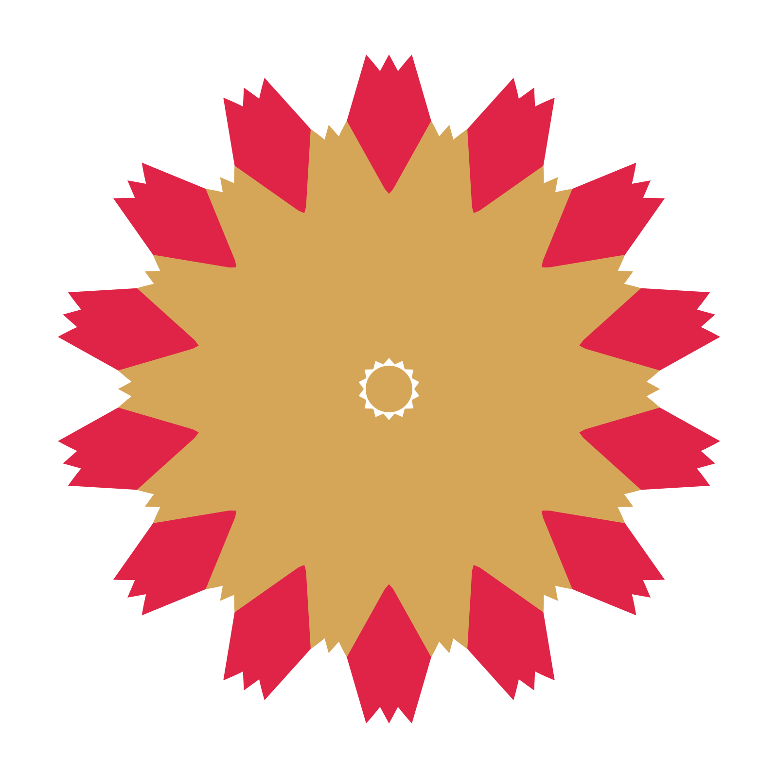 A layered tulip rosette with 14-fold radial symmetry and 2 alternating rings of petals.