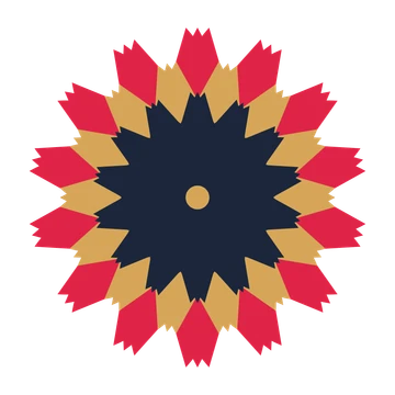 A layered tulip rosette with 14-fold radial symmetry and 3 alternating rings of petals.