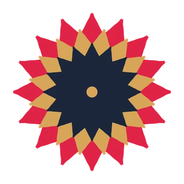 A layered tulip rosette with 16-fold radial symmetry and 3 alternating rings of petals.