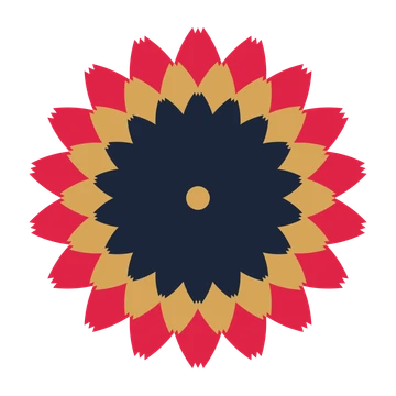 A layered tulip rosette with 18-fold radial symmetry and 3 alternating rings of petals.