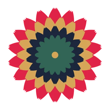 A layered tulip rosette with 18-fold radial symmetry and 4 alternating rings of petals.