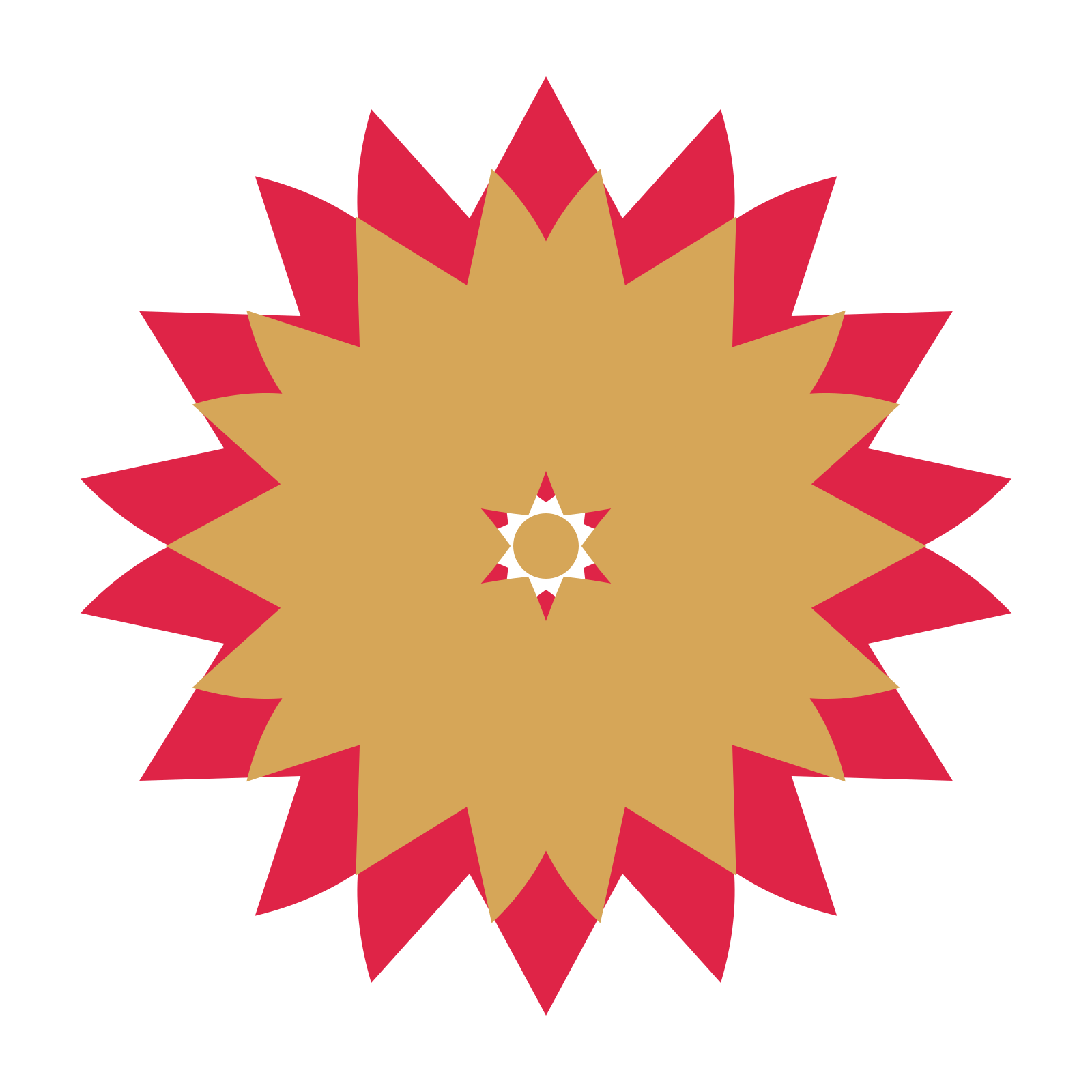 A layered tulip rosette with 6-fold radial symmetry and 2 alternating rings of petals.