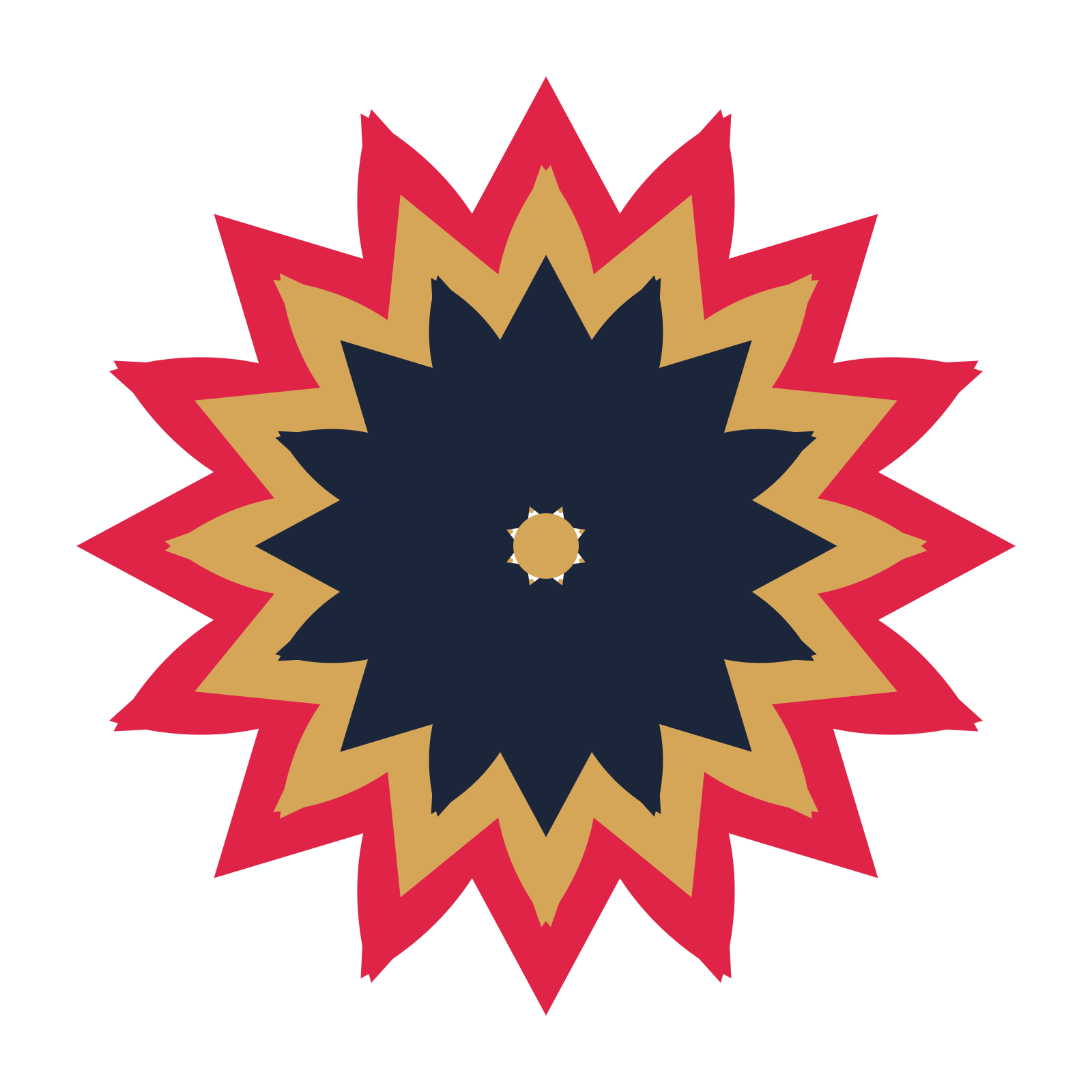 A layered tulip rosette with 8-fold radial symmetry and 3 alternating rings of petals.