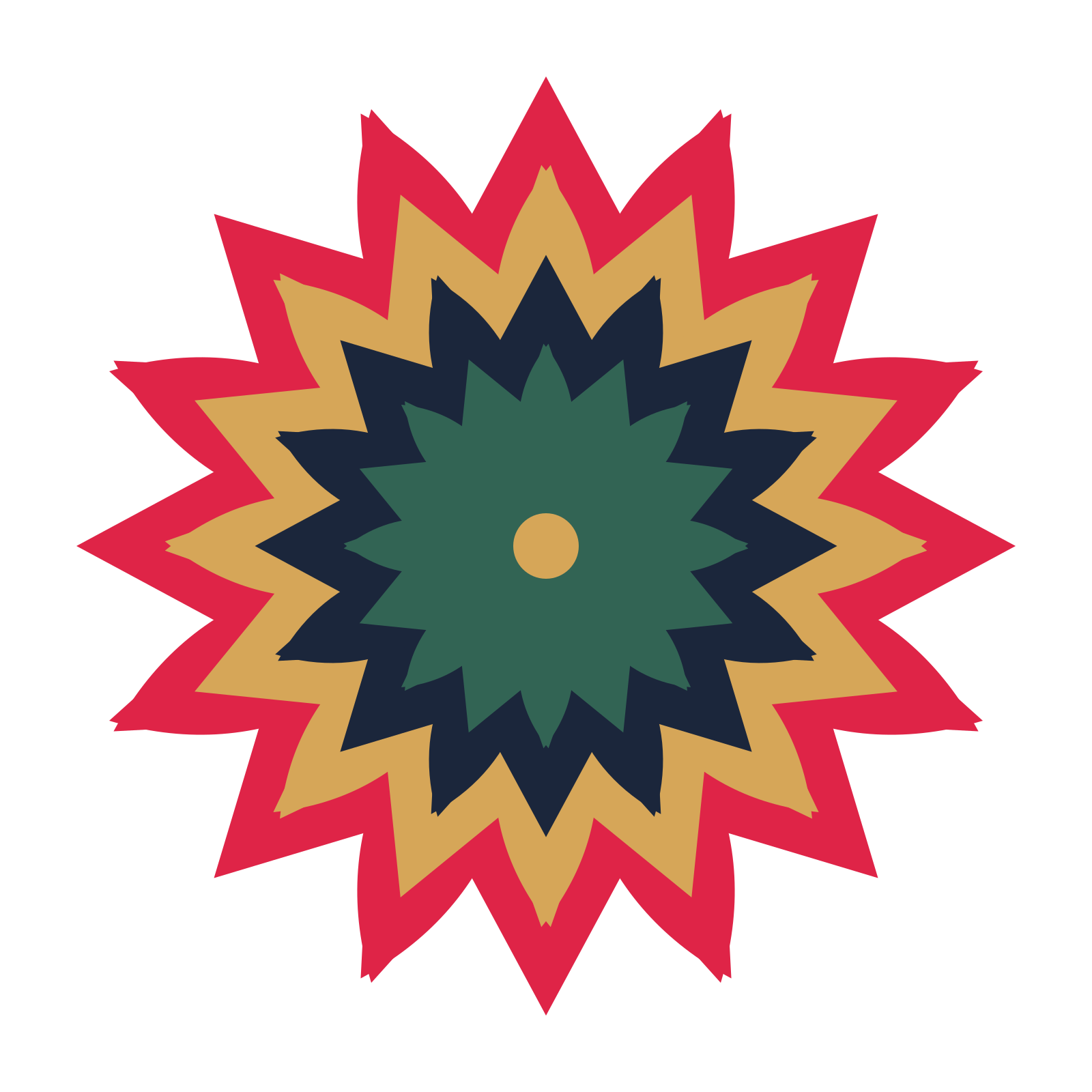 A layered tulip rosette with 8-fold radial symmetry and 4 alternating rings of petals.