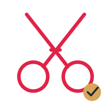 Craft scissors drawn as a accent icon with clean rounded lines.