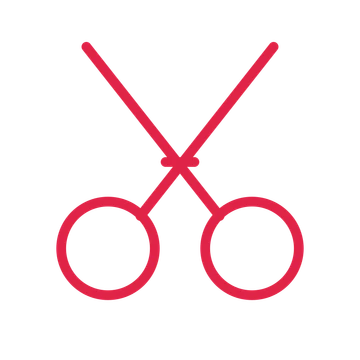 Craft scissors drawn as a outline icon with clean rounded lines.