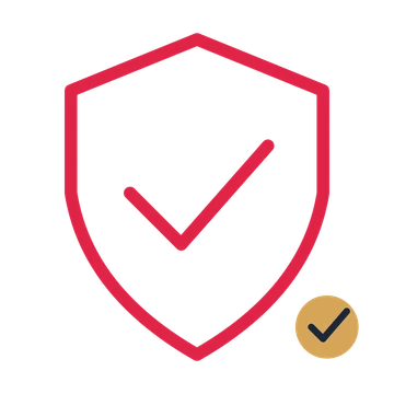 Security shield drawn as an accent icon with clean rounded lines.