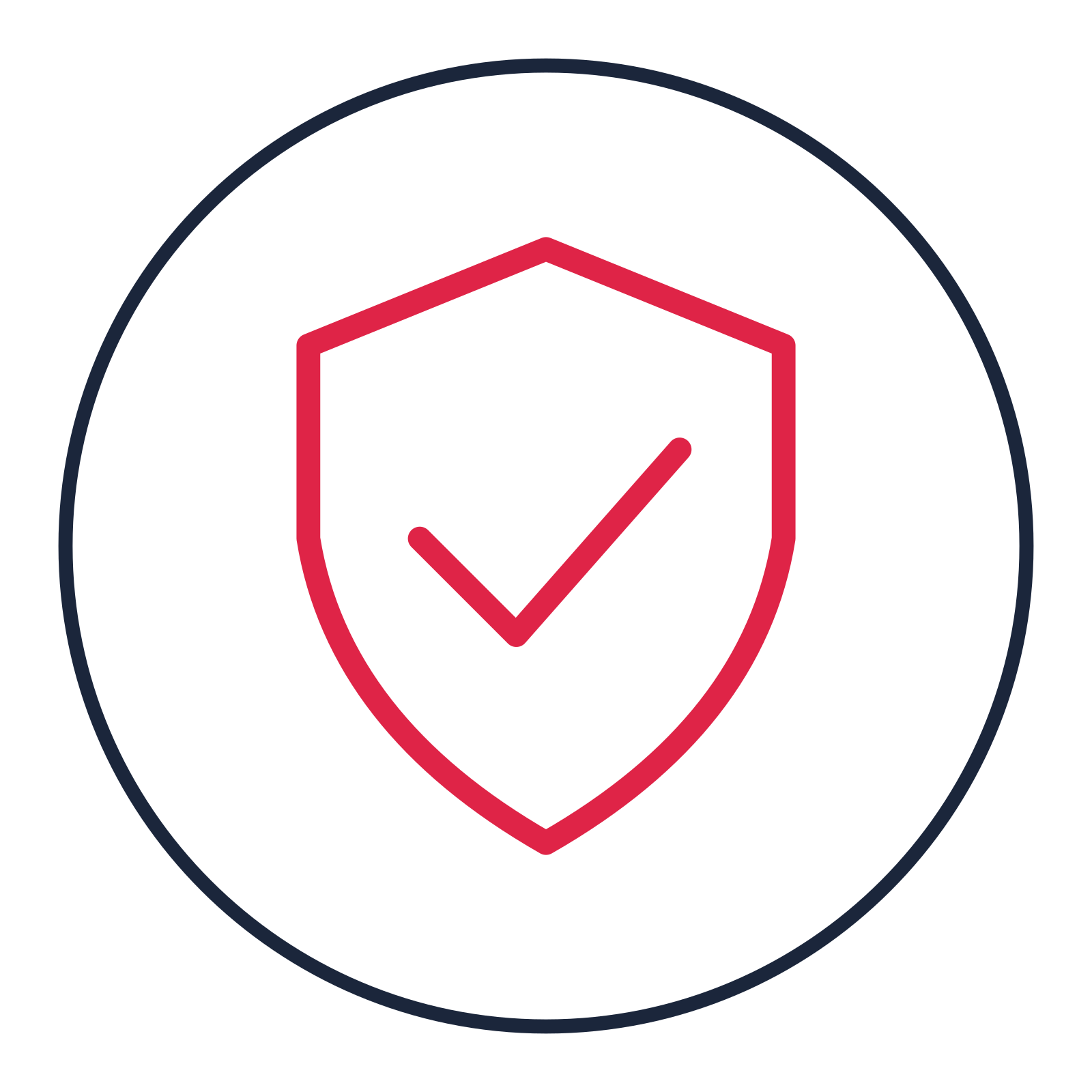 Security shield drawn as a medallion icon with clean rounded lines.