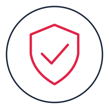 Security shield drawn as a medallion icon with clean rounded lines.