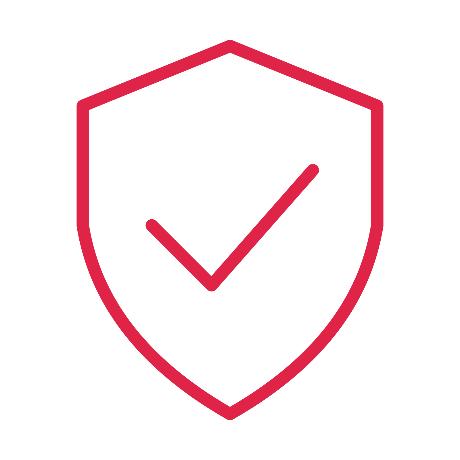 Security shield drawn as an outline icon with clean rounded lines.