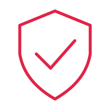 Security shield drawn as an outline icon with clean rounded lines.