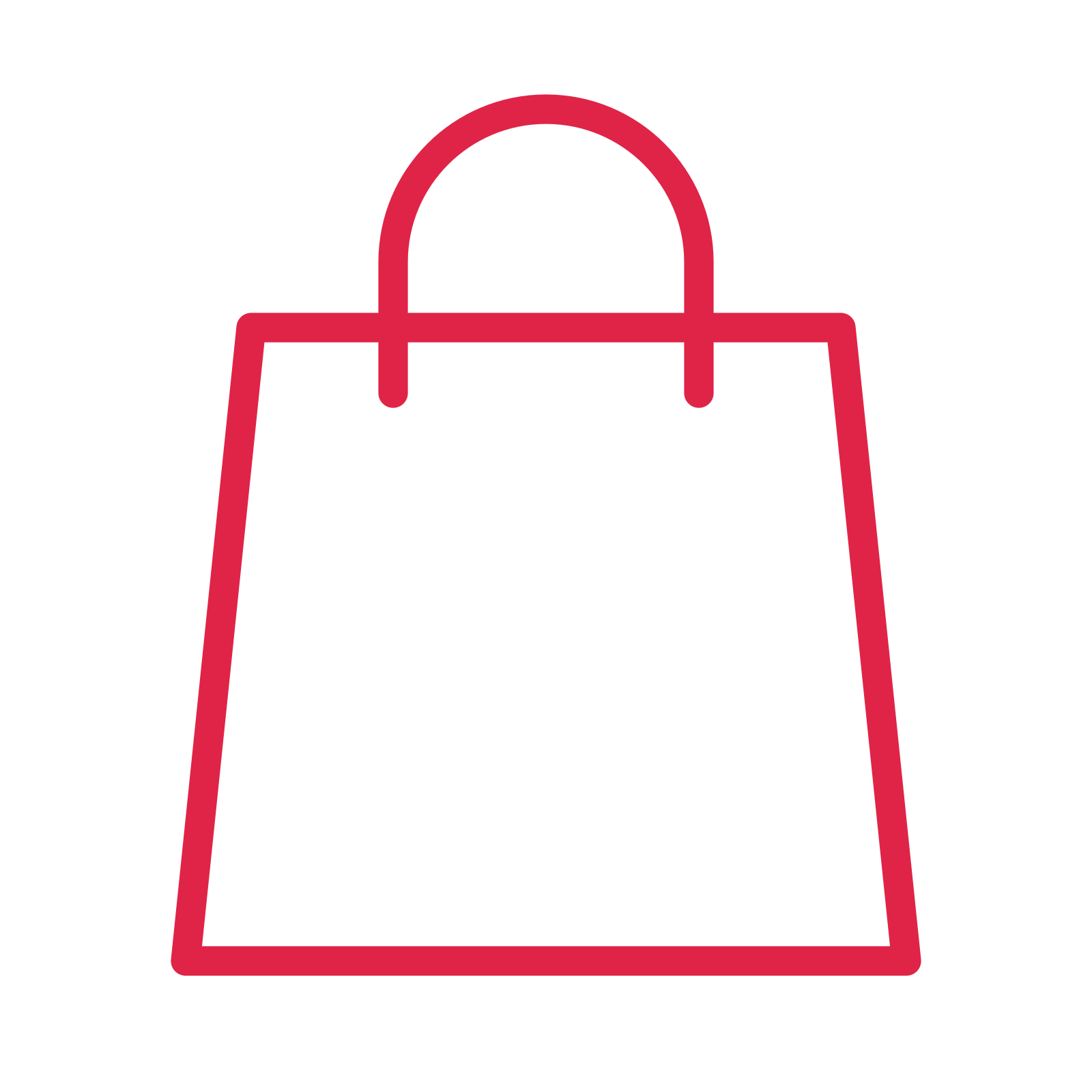Retail shopping bag drawn as an outline icon with clean rounded lines.