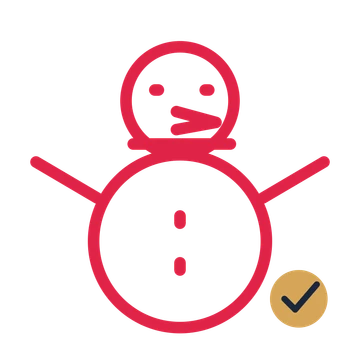 Winter snowman drawn as an accent icon with clean rounded lines.