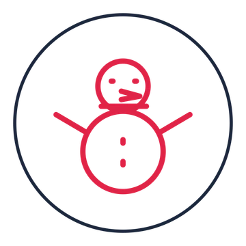 Winter snowman drawn as a medallion icon with clean rounded lines.