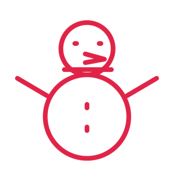 Winter snowman drawn as an outline icon with clean rounded lines.