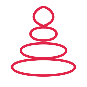Balanced spa stones drawn as an outline icon with clean rounded lines.