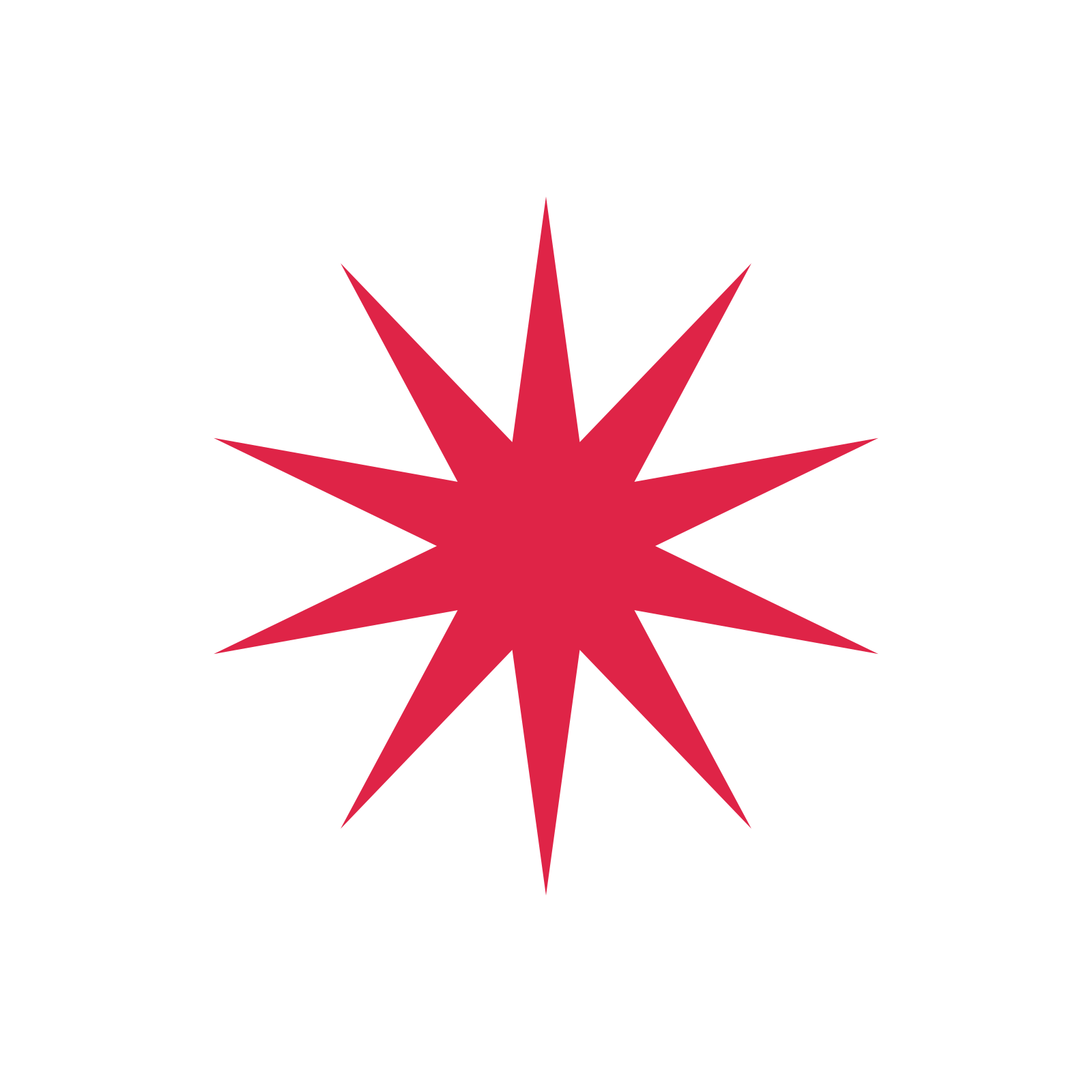 A single composition built around a 10-point sparkle with a slender contour.