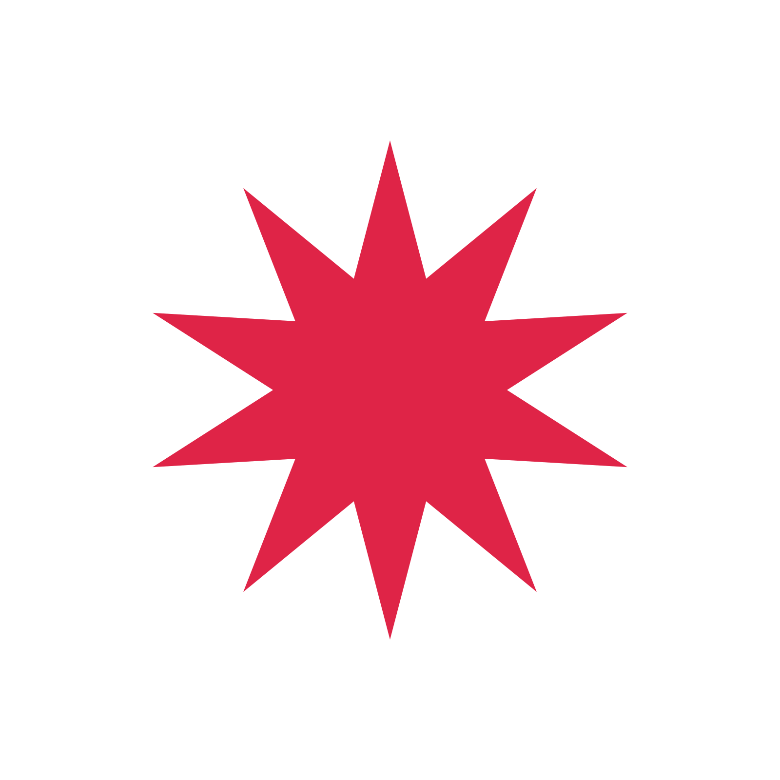 A single composition built around a 10-point sparkle with a pointed contour.