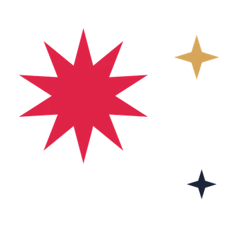 A trio composition built around a 10-point sparkle with a pointed contour.