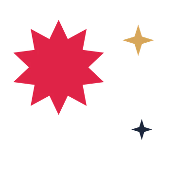A trio composition built around a 10-point sparkle with a balanced contour.