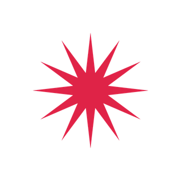 A single composition built around a 12-point sparkle with a slender contour.