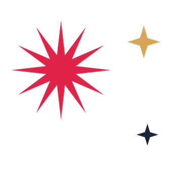 A trio composition built around a 12-point sparkle with a slender contour.