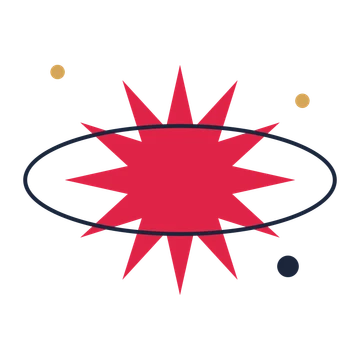 A orbit composition built around a 12-point sparkle with a pointed contour.