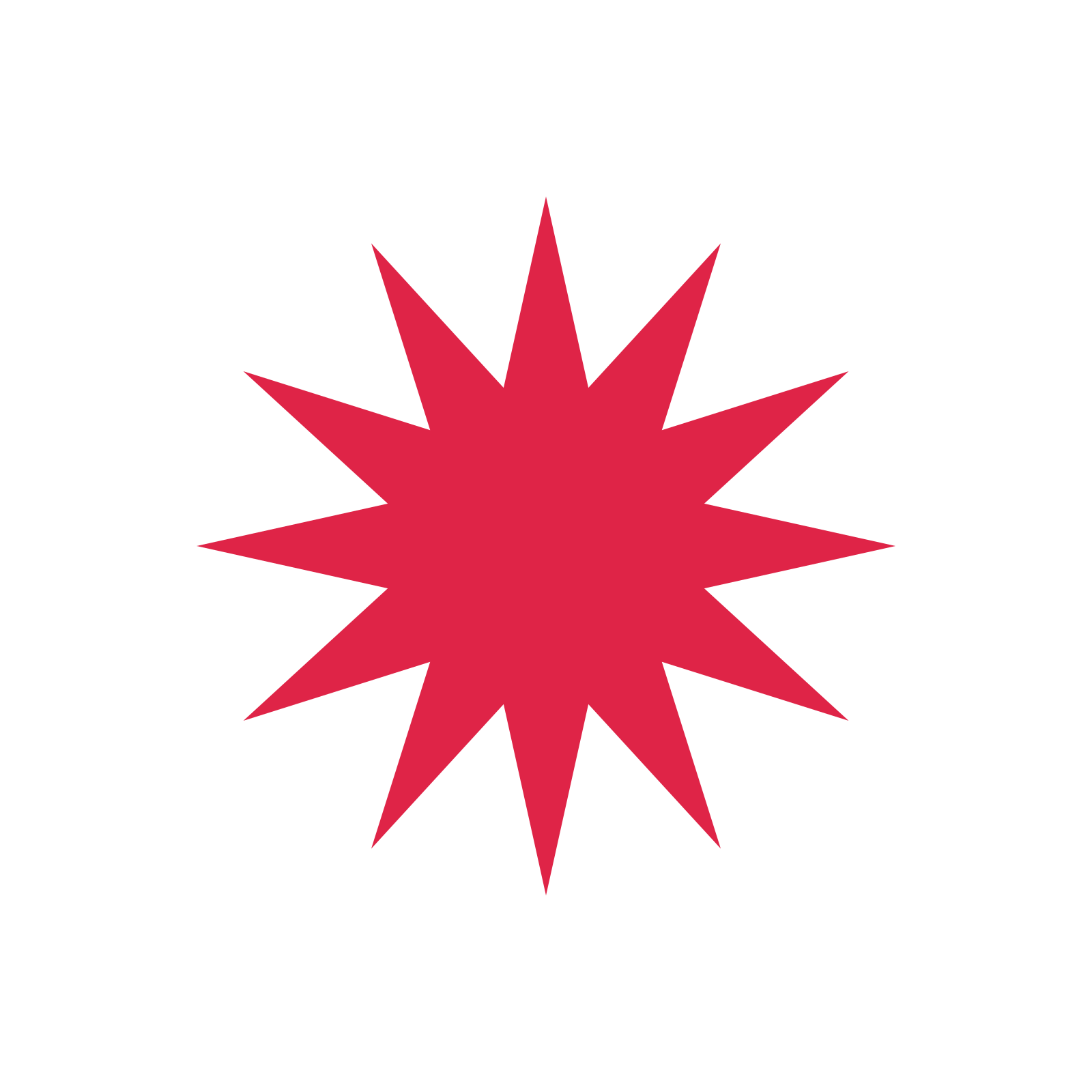 A single composition built around a 12-point sparkle with a pointed contour.