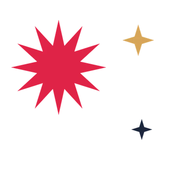 A trio composition built around a 12-point sparkle with a pointed contour.