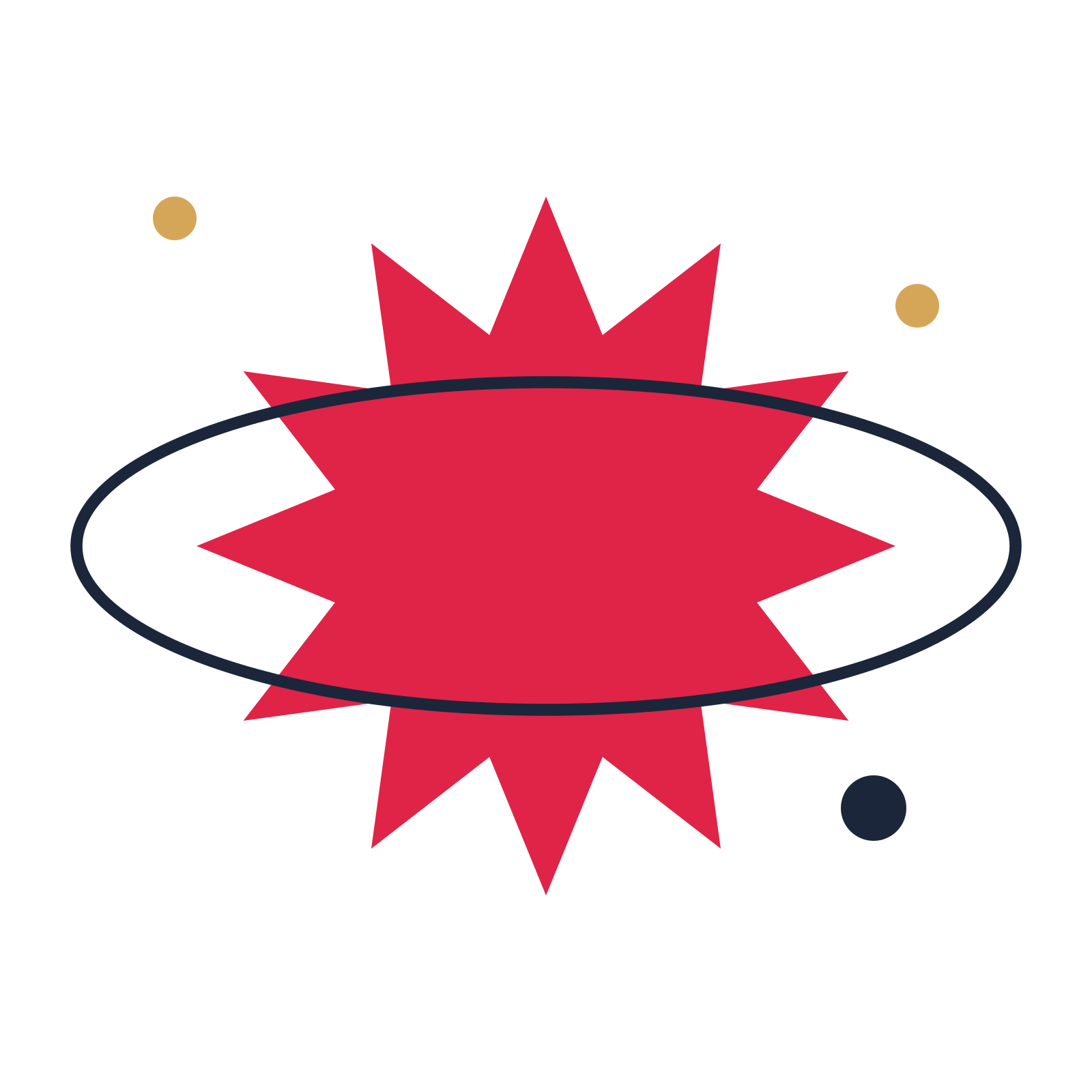 A orbit composition built around a 12-point sparkle with a balanced contour.