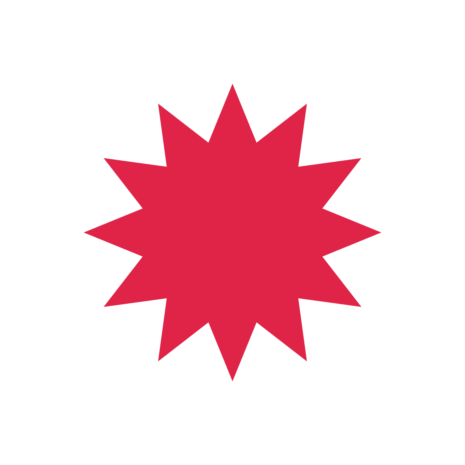 A single composition built around a 12-point sparkle with a balanced contour.