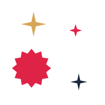 A corner composition built around a 12-point sparkle with a broad contour.
