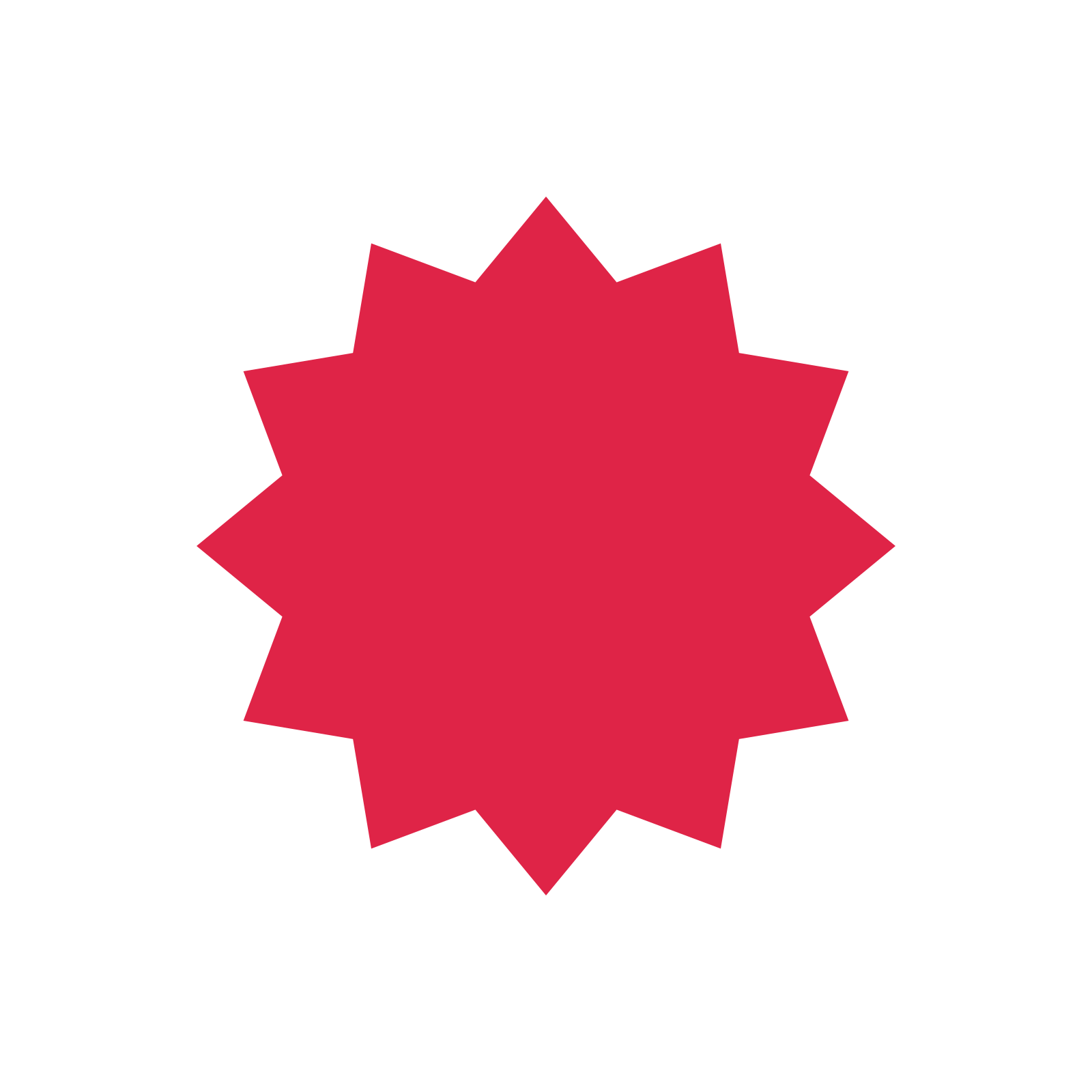 A single composition built around a 12-point sparkle with a broad contour.