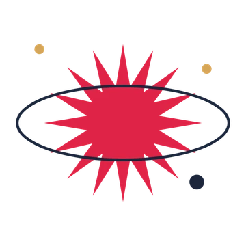 A orbit composition built around a 16-point sparkle with a pointed contour.