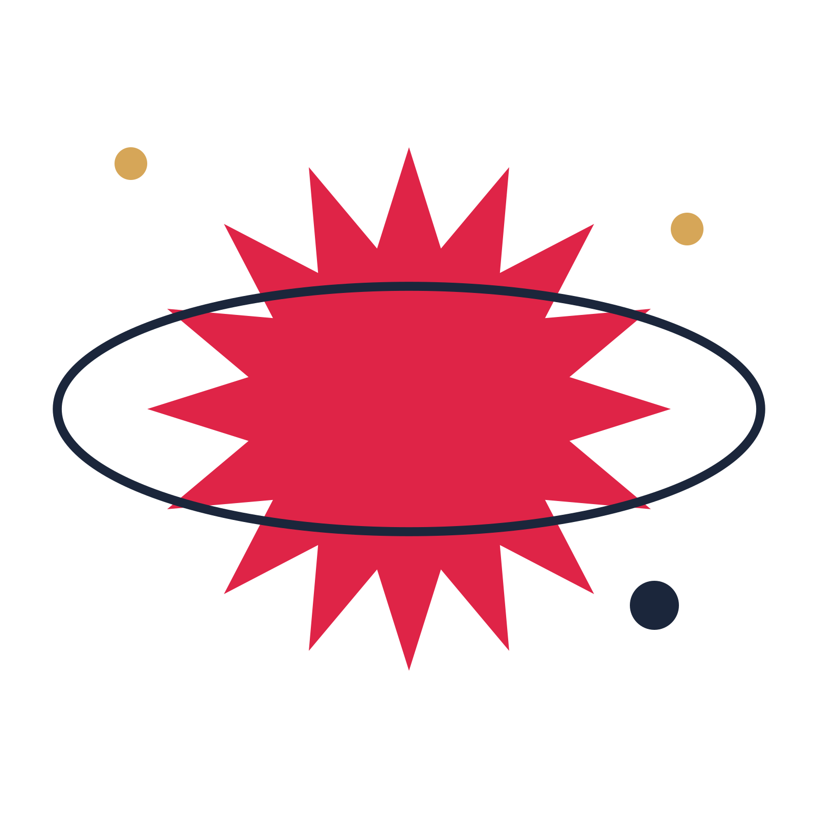 A orbit composition built around a 16-point sparkle with a balanced contour.