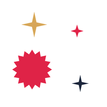 A corner composition built around a 16-point sparkle with a broad contour.
