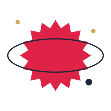 A orbit composition built around a 16-point sparkle with a broad contour.