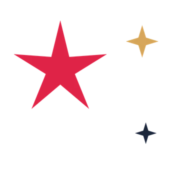 A trio composition built around a 5-point sparkle with a slender contour.